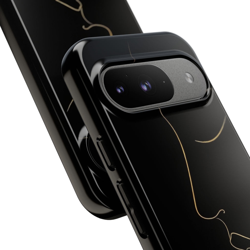Android OR iPhone Compatible Cases - Gold Line Face Design - Unique Tough Cases
