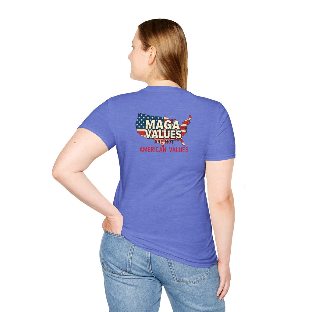 Unisex Softstyle T-Shirt - 'Patriots Don't Vote for Traitors' with USA Flag Design