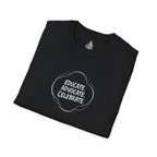 Educate. Advocate. Celebrate. Minimalist Pride T-Shirt