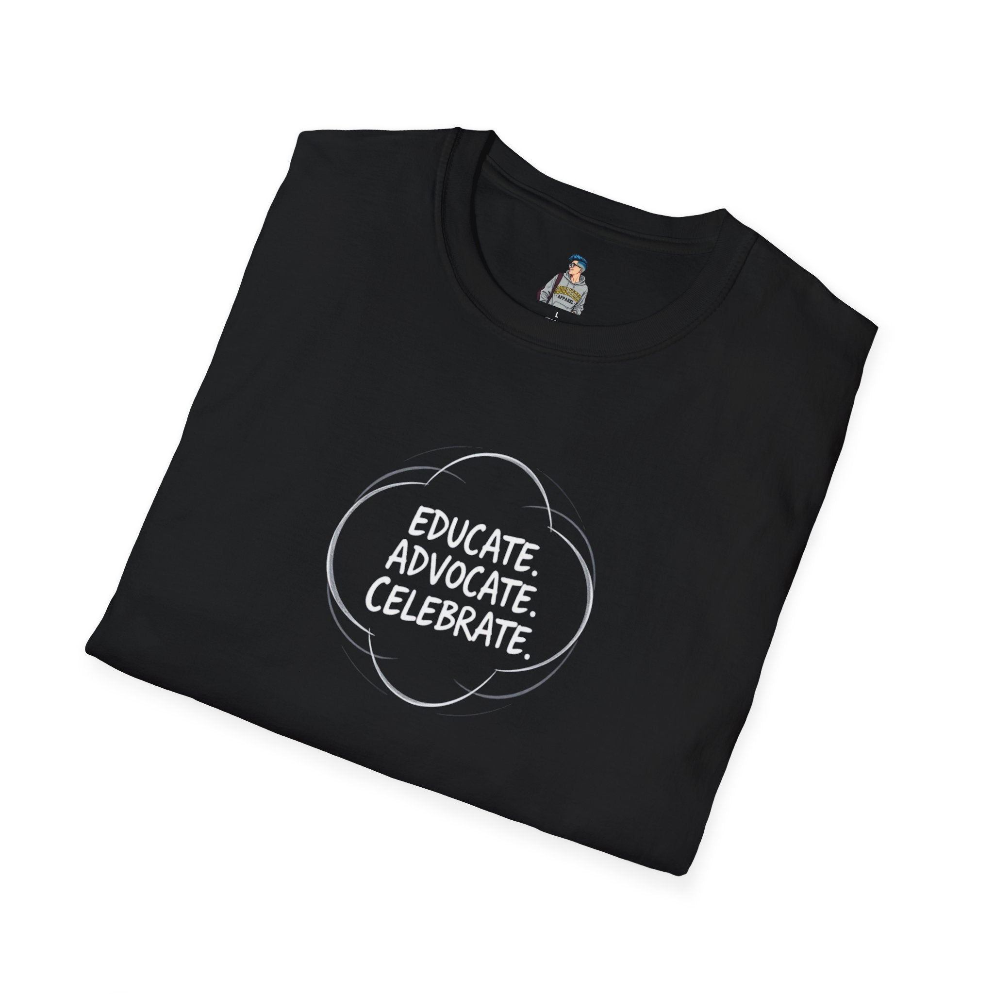 Educate. Advocate. Celebrate. Minimalist Pride T-Shirt