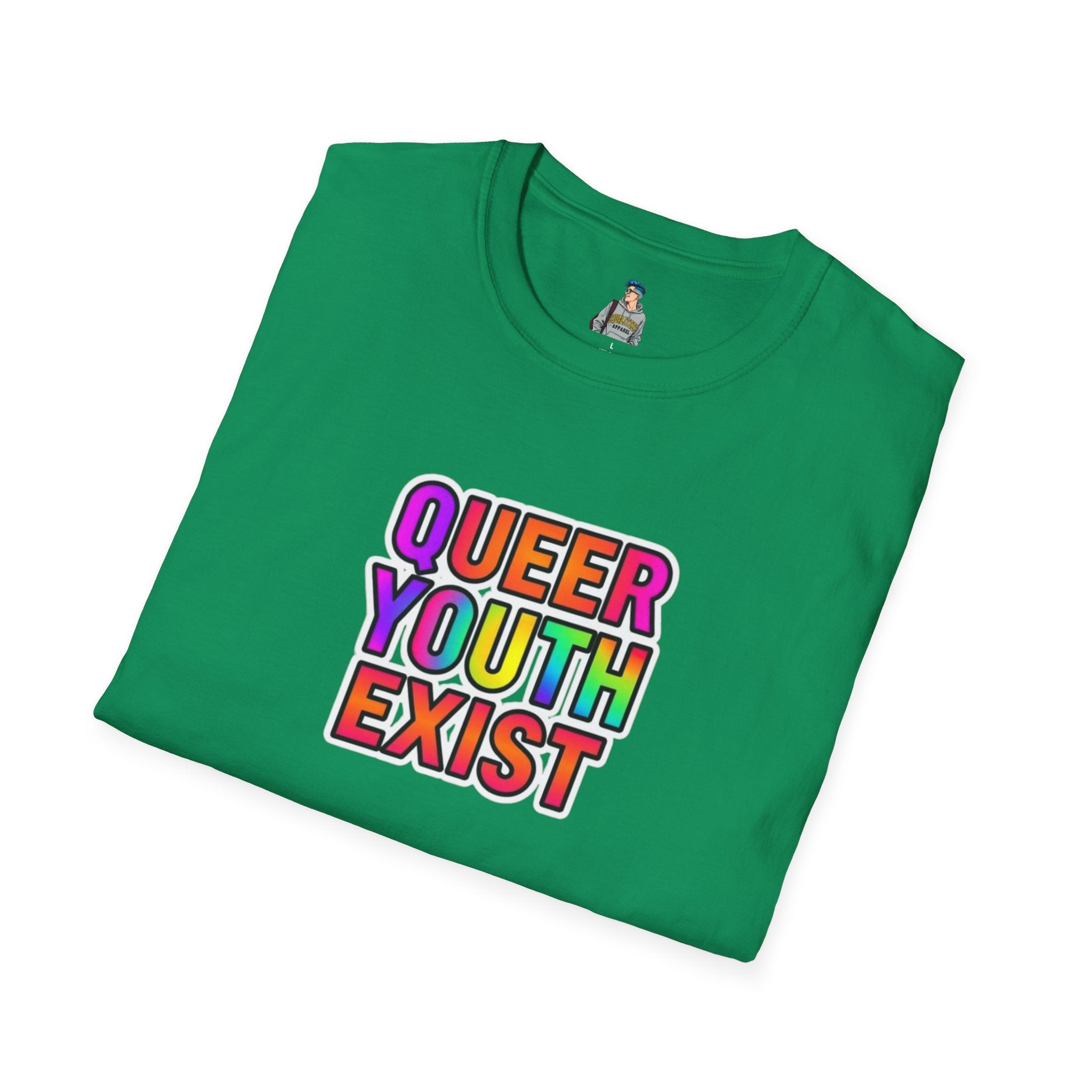Queer Youth Exist T-Shirt | Unisex Softstyle Tee for Pride Events & Everyday Wear