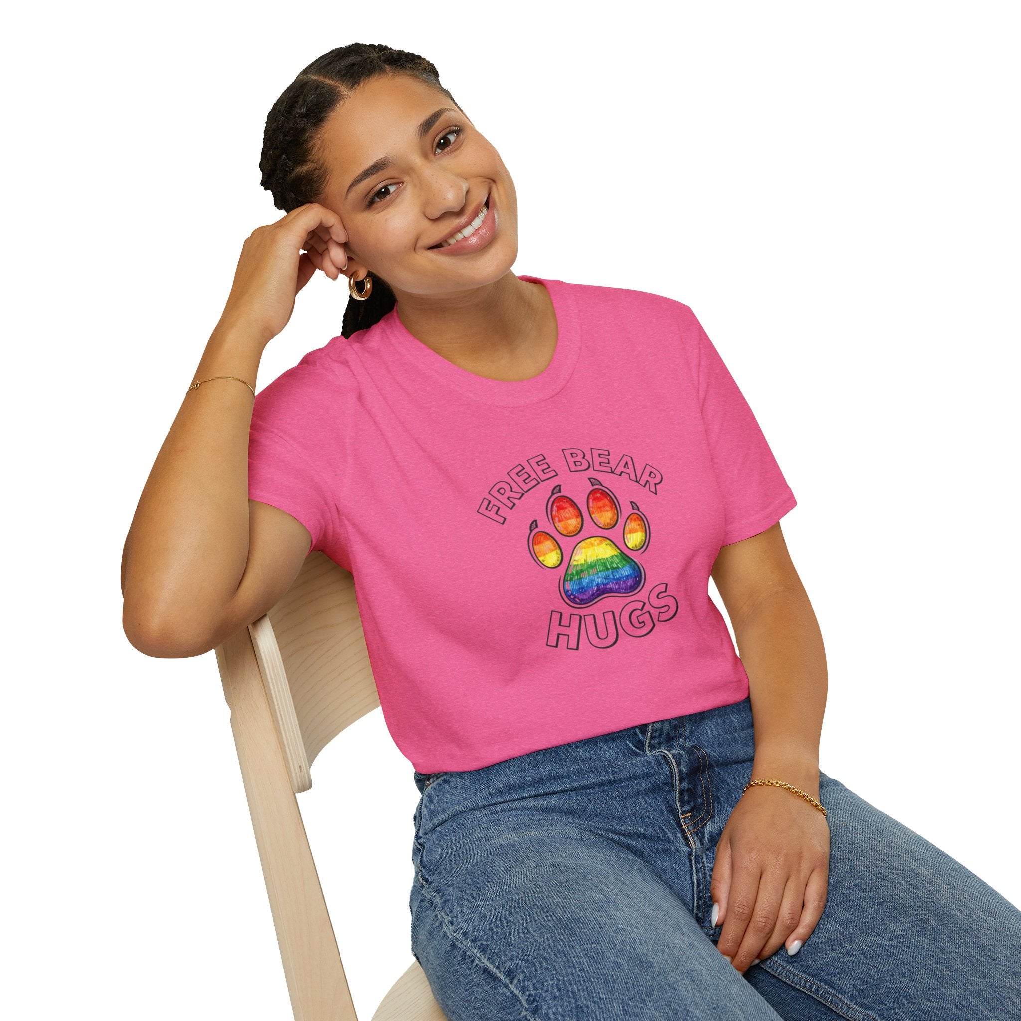 Free Bear Hugs Rainbow Paw T-Shirt