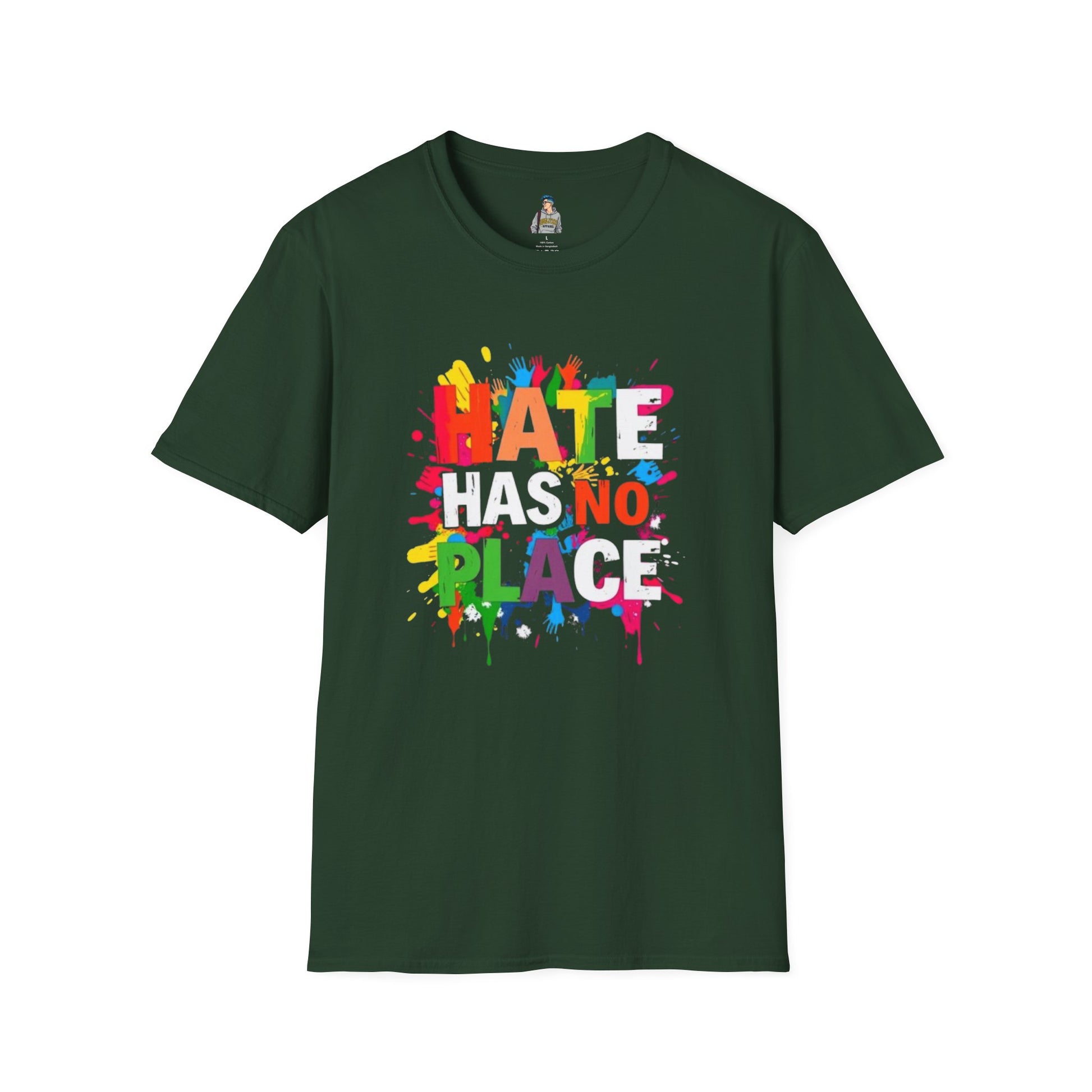 Unisex Softstyle T-Shirt - Hate Has No Place Colorful Graphic Tee