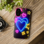 Android OR iPhone Compatible Cases - Neon Love Design - Unique Tough Cases
