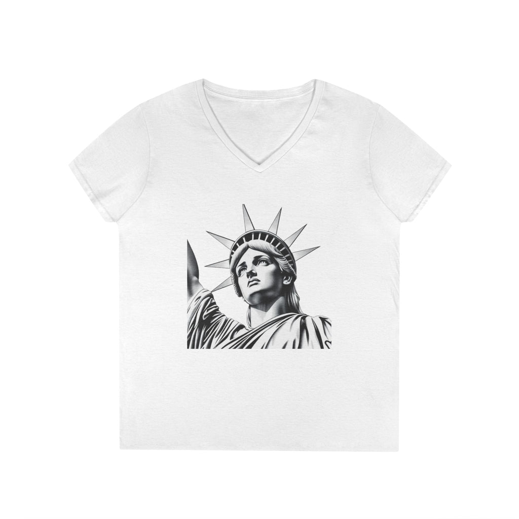 Liberty Graphic Ladies' V-Neck T-Shirt - Empowering Women's Tee for Casual Wear