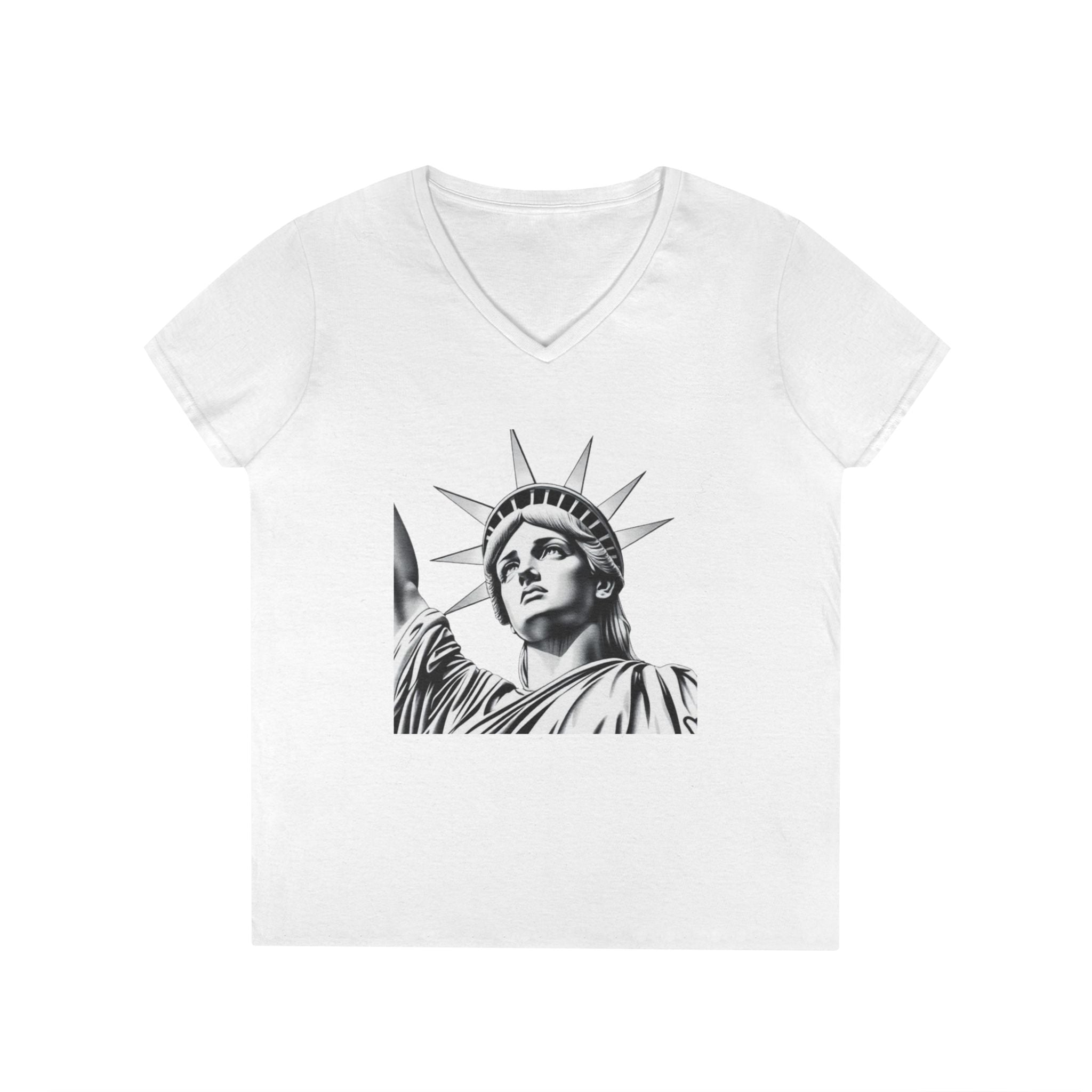 Liberty Graphic Ladies' V-Neck T-Shirt - Empowering Women's Tee for Casual Wear