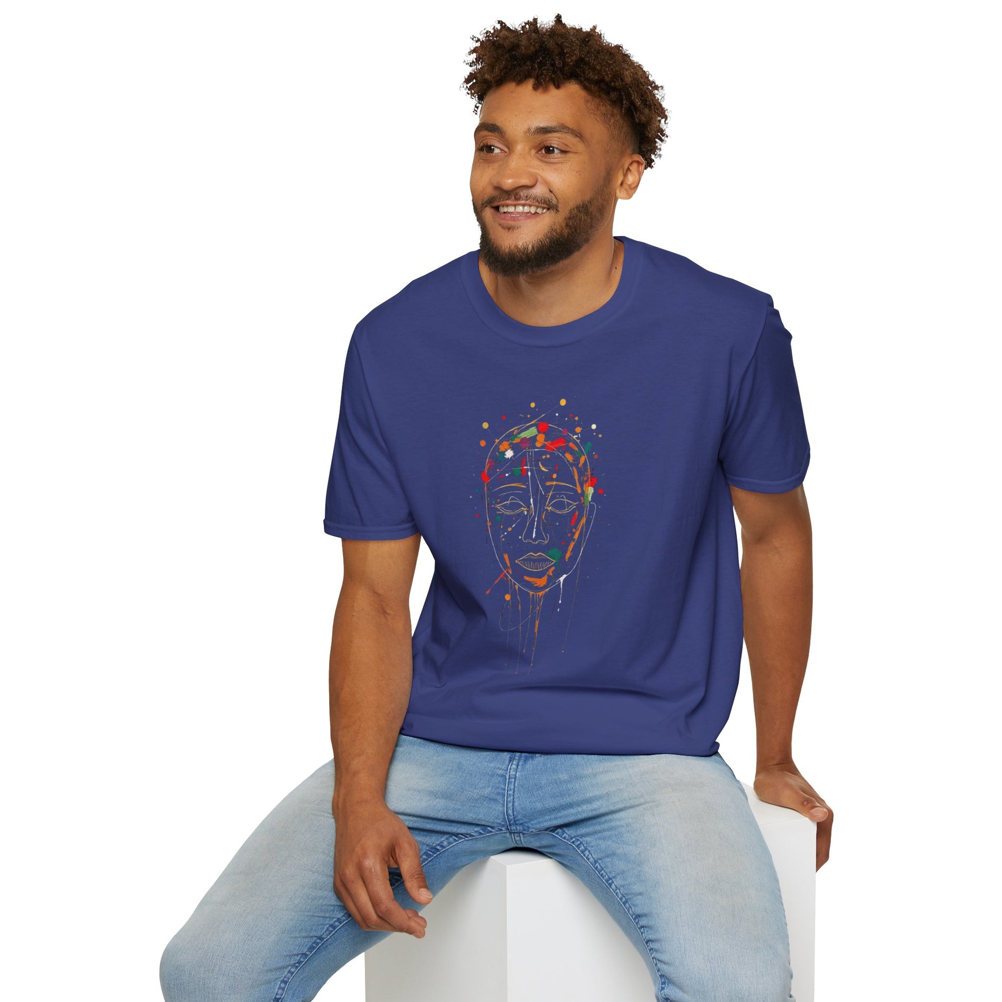 Abstract Rainbow Splatter Face Tee