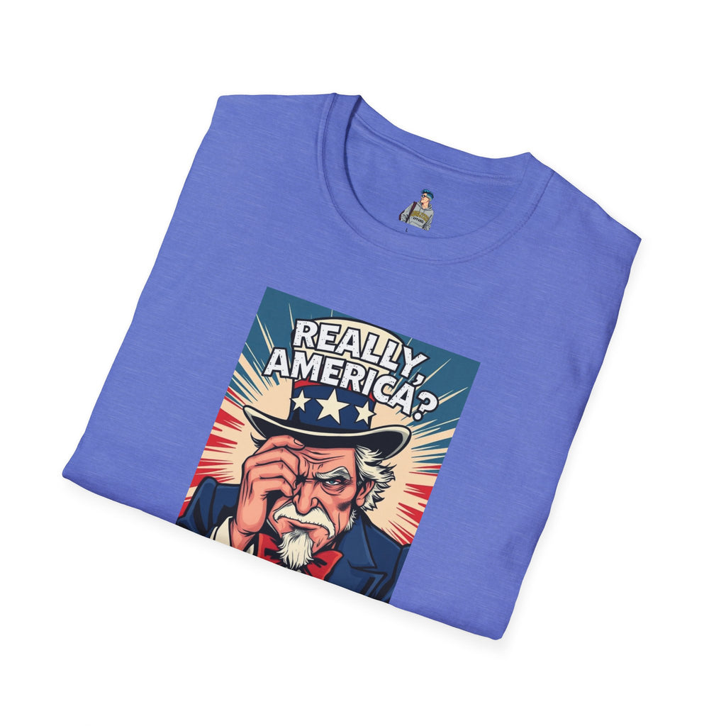 Uncle Sam in disbelief Really, America? Unisex softstyle T-Shirt