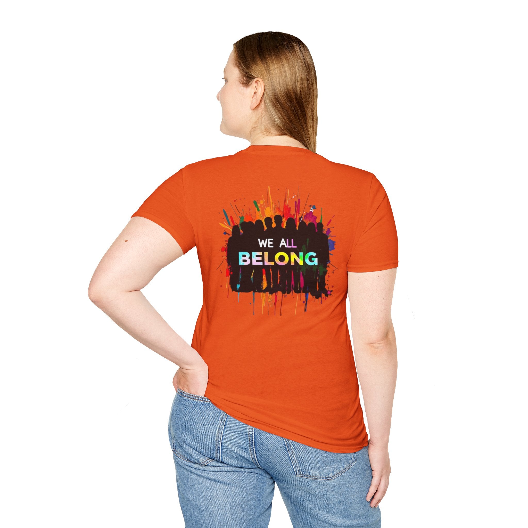 Unisex Softstyle T-Shirt: "Conversion Therapy is Torture" & "We All Belong" - LGBTQ+ Empowerment Tee