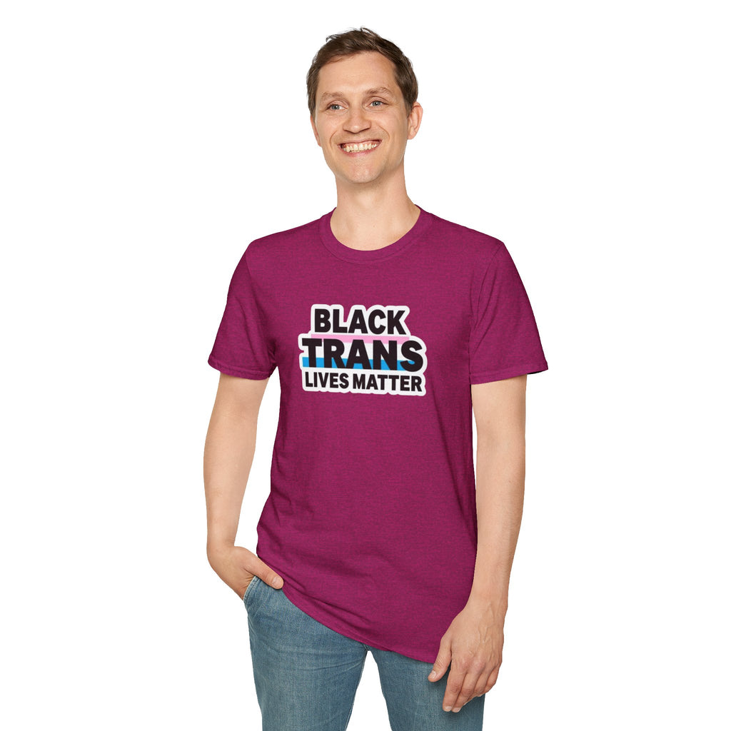 Unisex Softstyle T-Shirt - Black Trans Lives Matter Statement Tee