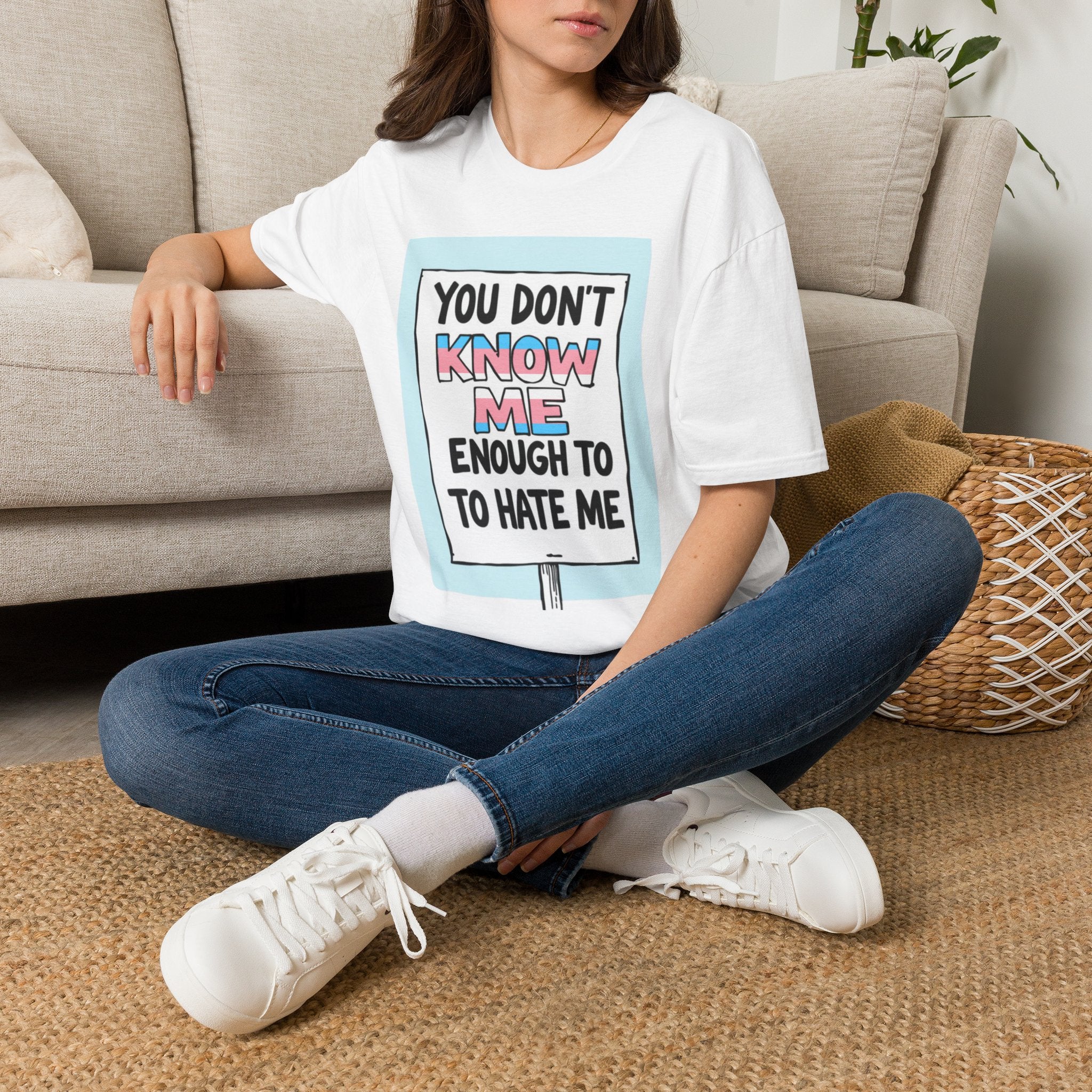 You Don't Know Me Enough to Hate Me Trans Pride T-Shirt - Unisex Softstyle Tee for Casual Wear