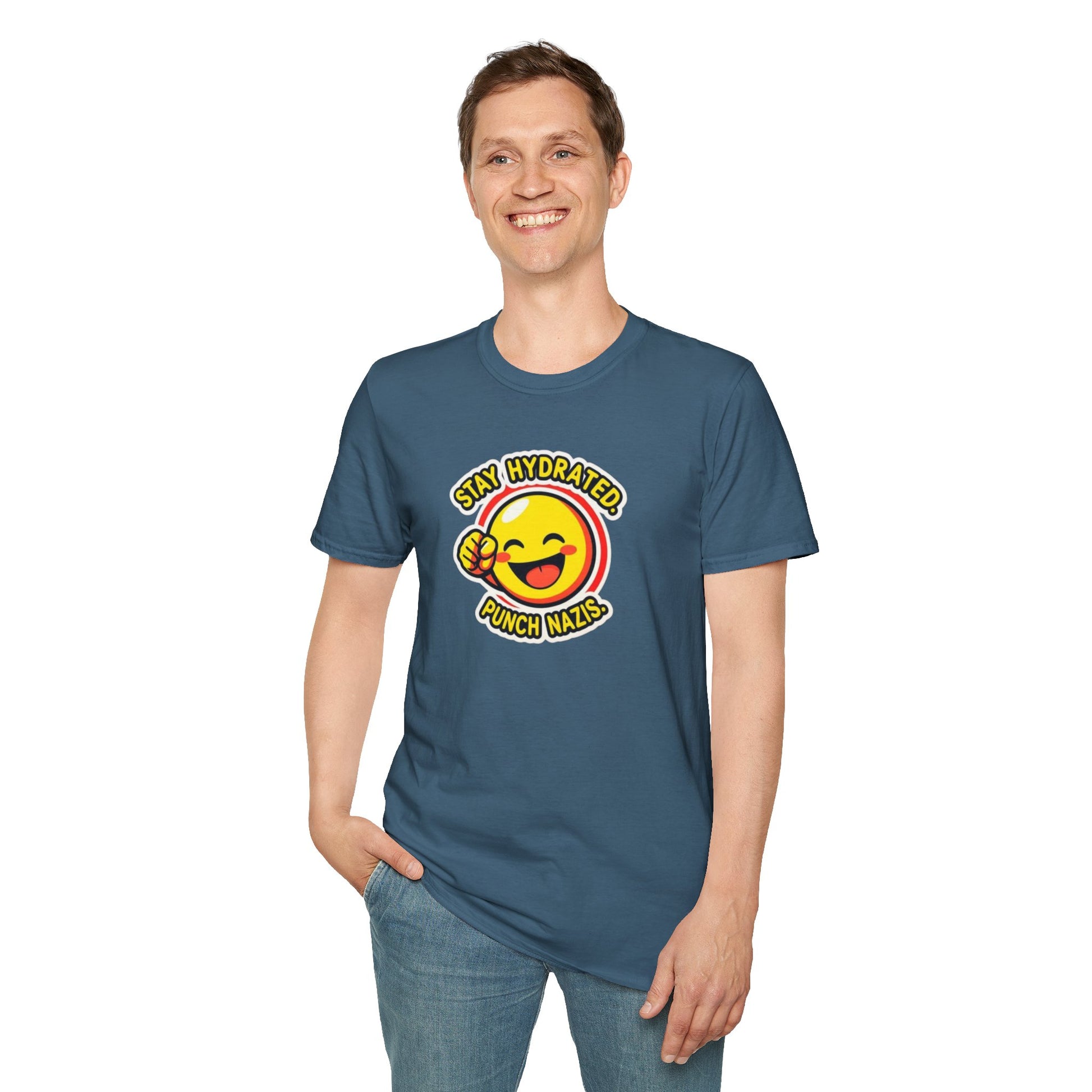 Stay Hydrated, Punch Nazis Funny Emoji T-Shirt