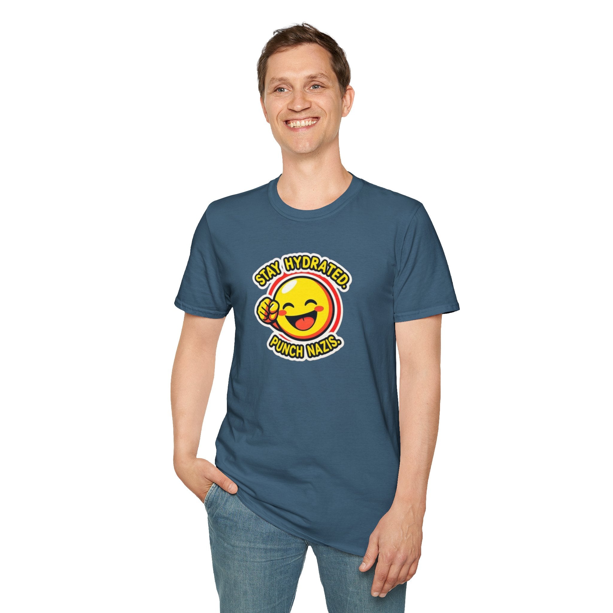 Stay Hydrated, Punch Nazis Funny Emoji T-Shirt