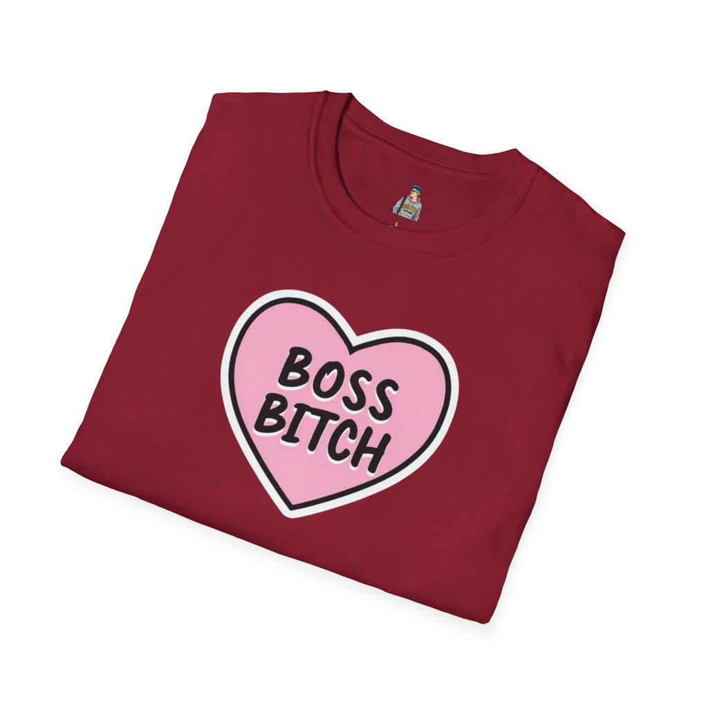 Unisex Softstyle T-Shirt - 'Boss Bitch' Heart Design - Funny Statement Tee