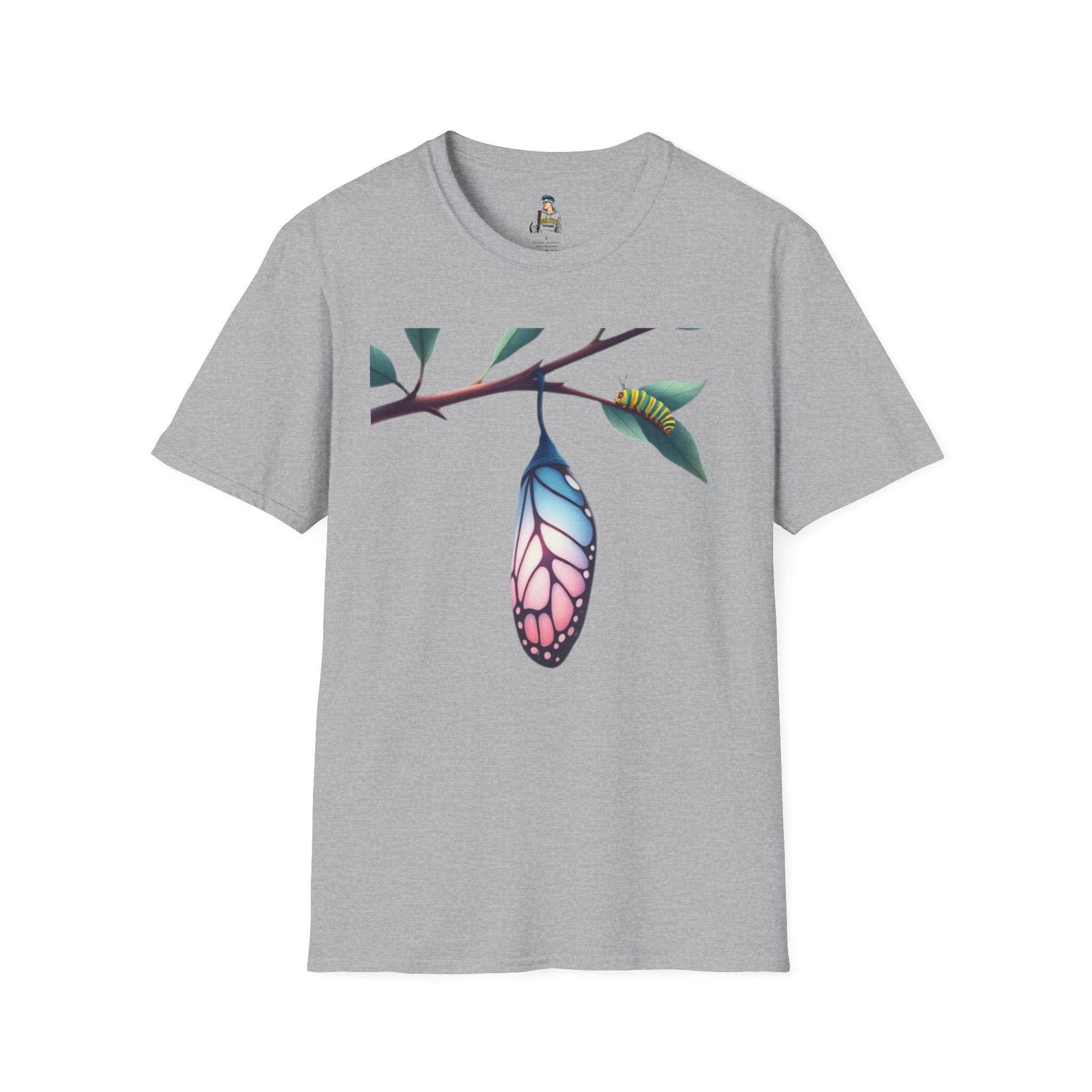 Trans Caterpillar to Butterfly Transformation T-Shirt, Unisex Graphic T-Shirt