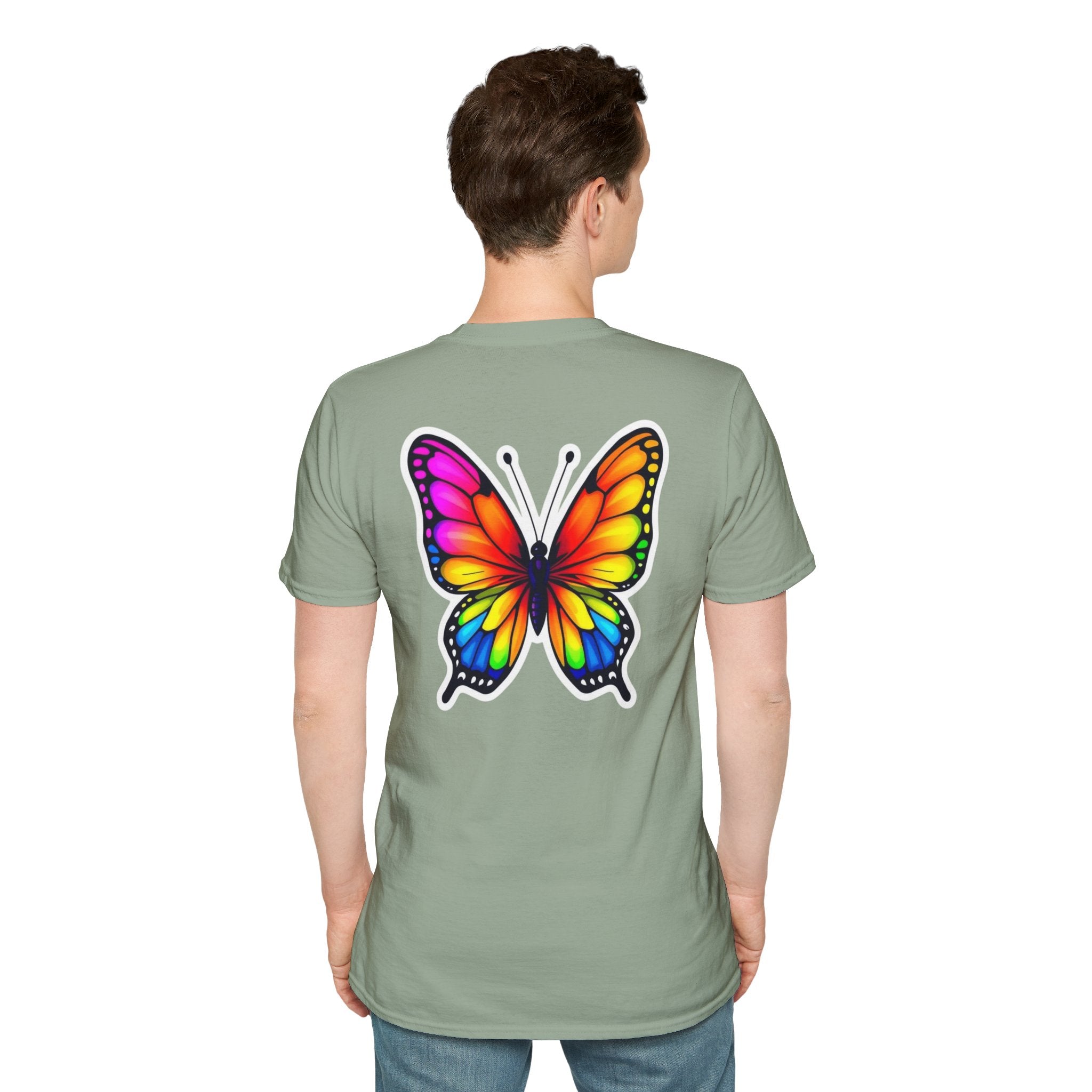 Rainbow Butterfly Cocoon Pride T-Shirt | Unisex Softstyle Tee