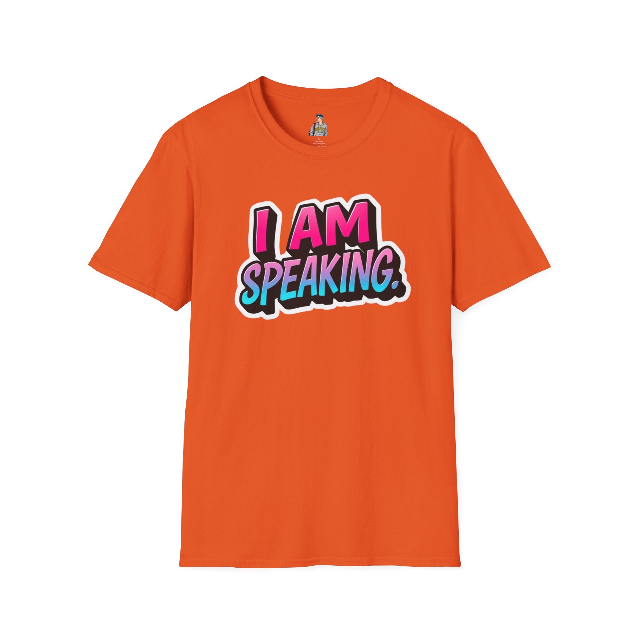 'I Am Speaking' Unisex Softstyle T-Shirt – Bold Statement Tee for Confident Voices