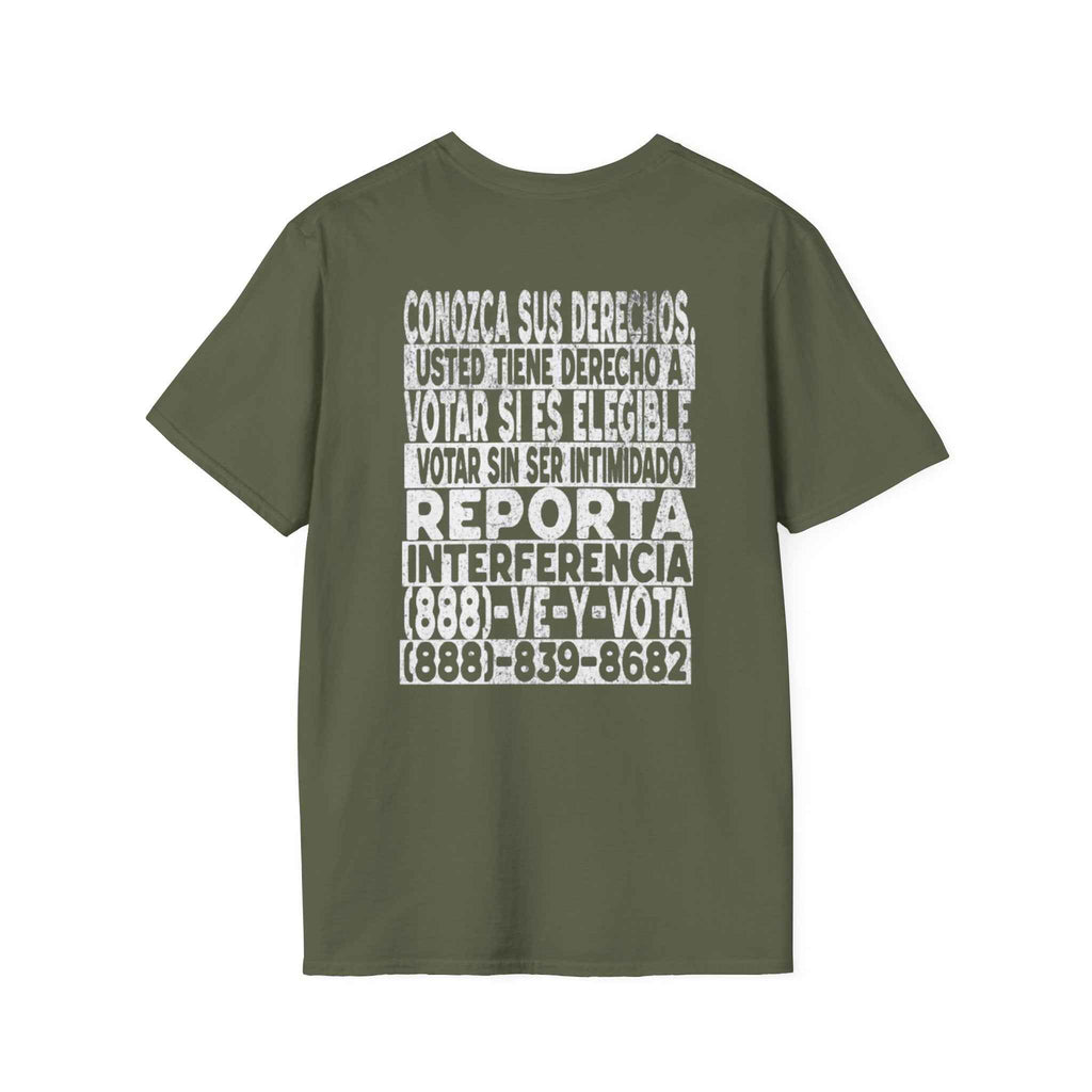 Voting Rights T-Shirt — Spanish "CONOZCA SUS DERECHOS"