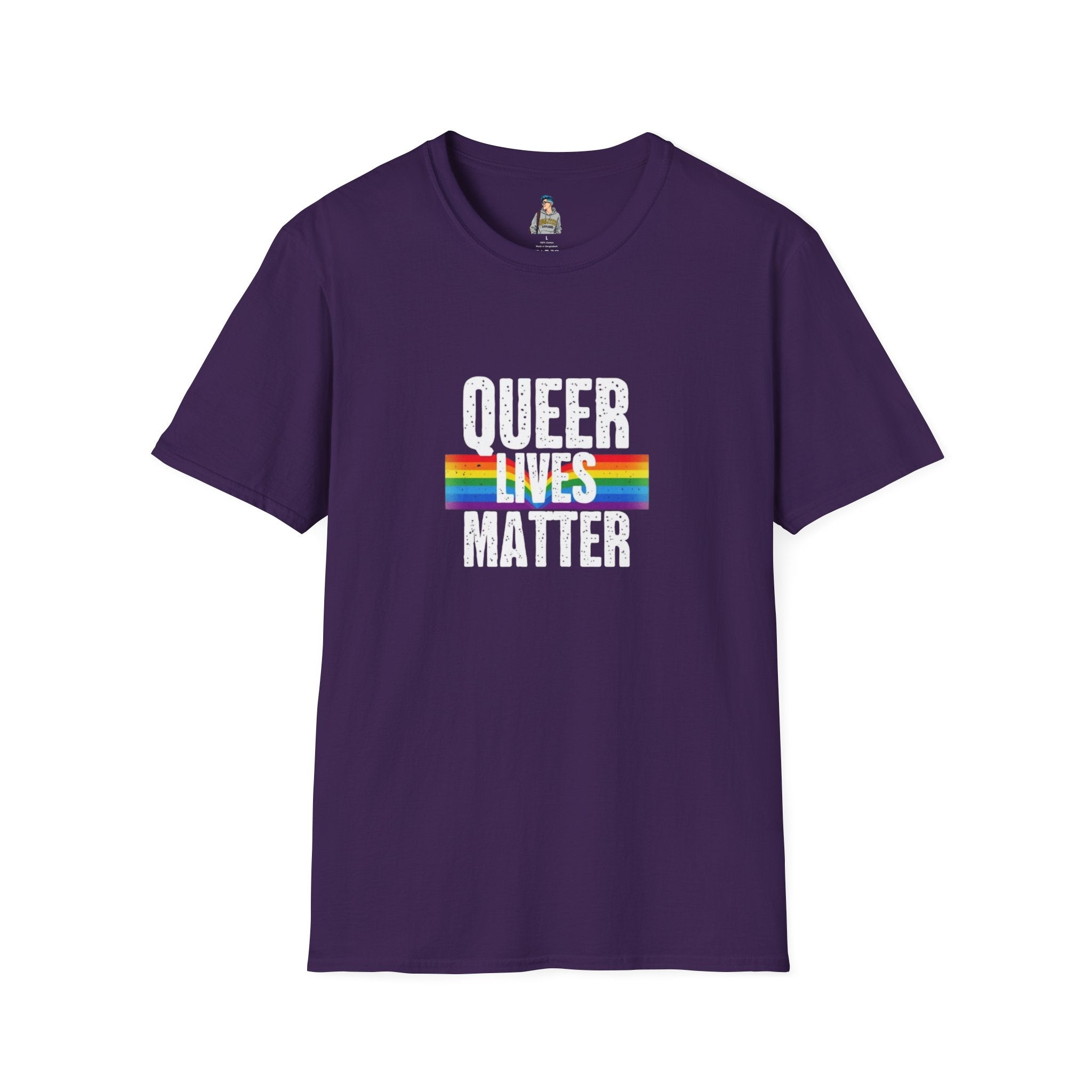 Queer Lives Matter Unisex Softstyle T-Shirt - Support LGBTQ+ Rights