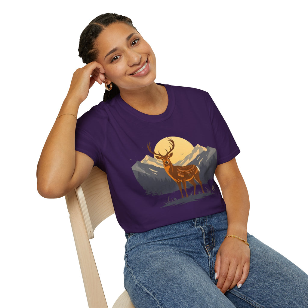 Mountain Sunset Deer Unisex Softstyle T-Shirt