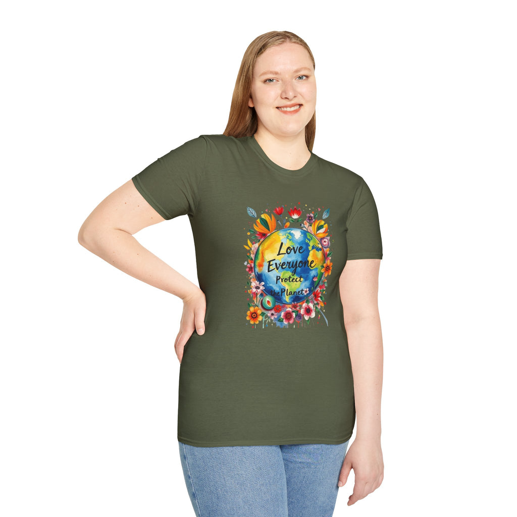 Love Everyone, Protect Planet Floral Graphic Tee