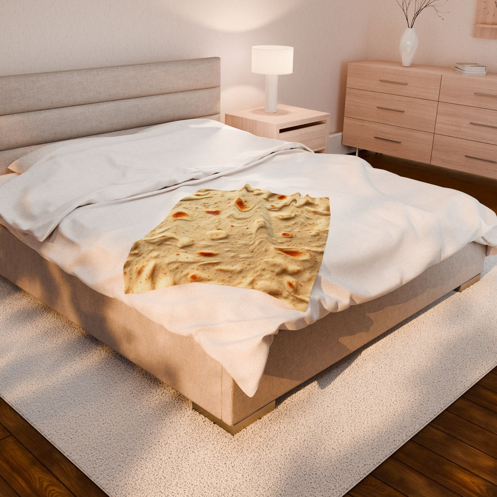 Flour Tortilla Burrito Print Velveteen Plush Blanket – For Comfort and Warmth
