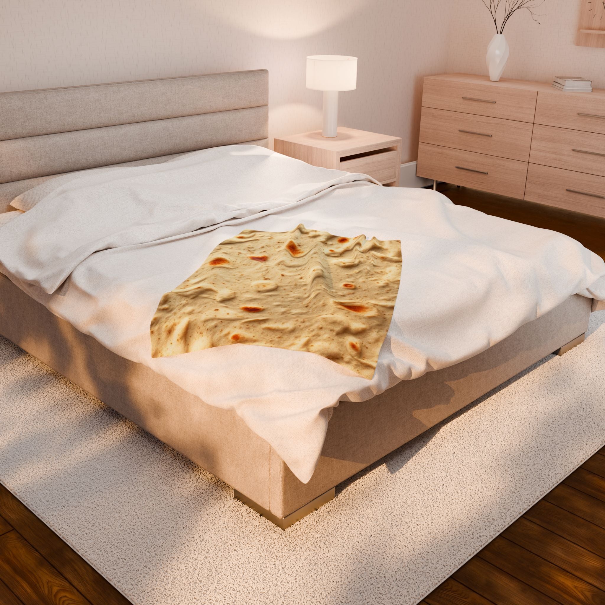 Flour Tortilla Burrito Print Velveteen Plush Blanket – For Comfort and Warmth