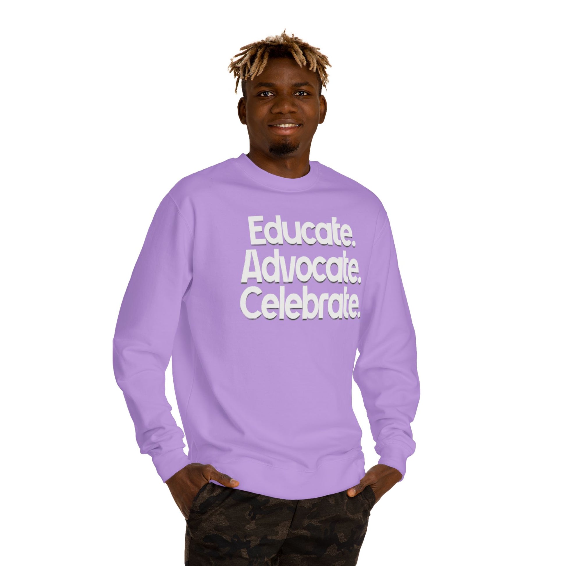 Educate, Advocate, Celebrate Unisex Crew Neck Sweatshirt - Empowerment Apparel