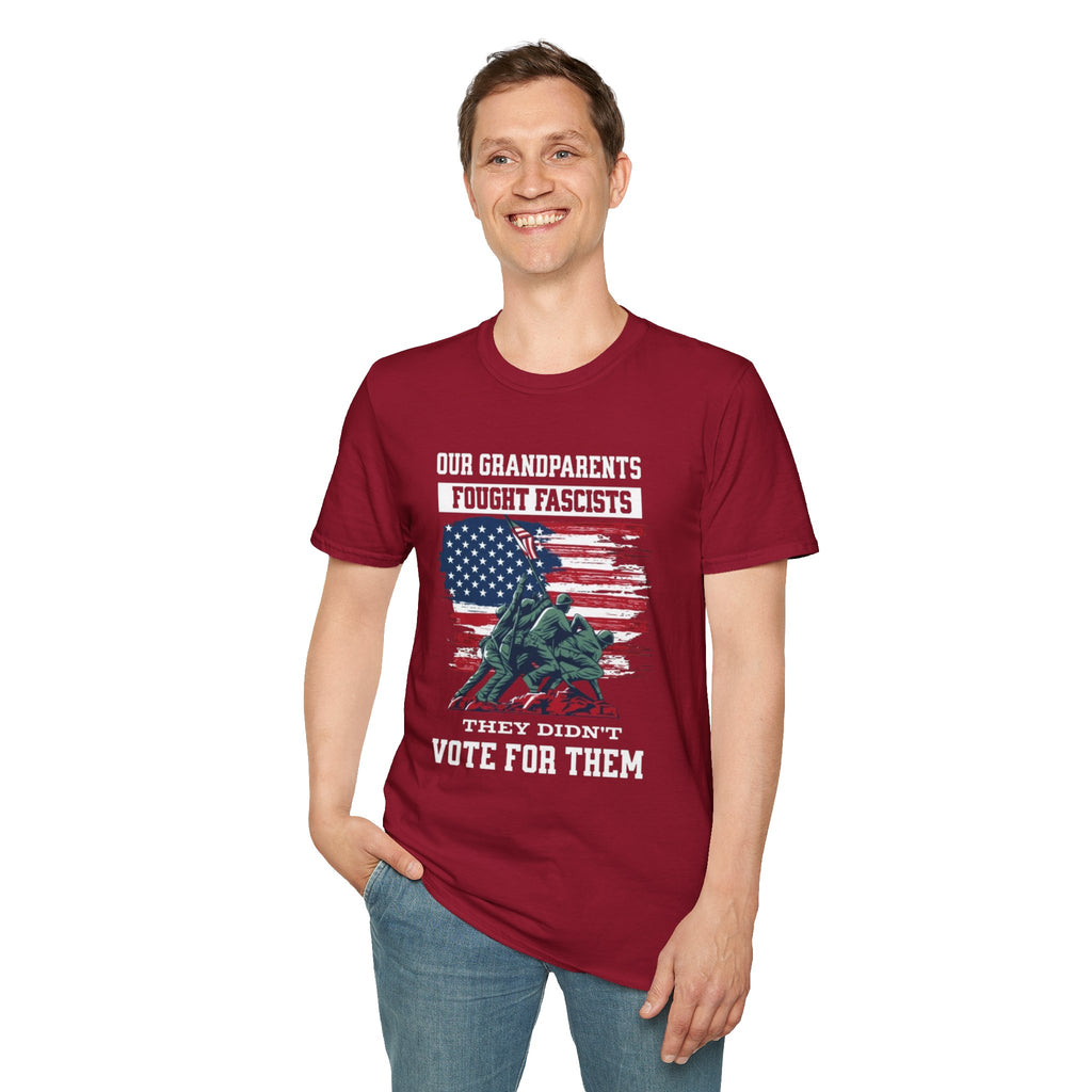 Unisex Softstyle T-Shirt: 'Our Grandparents Fought Fascists' Patriotic Tee
