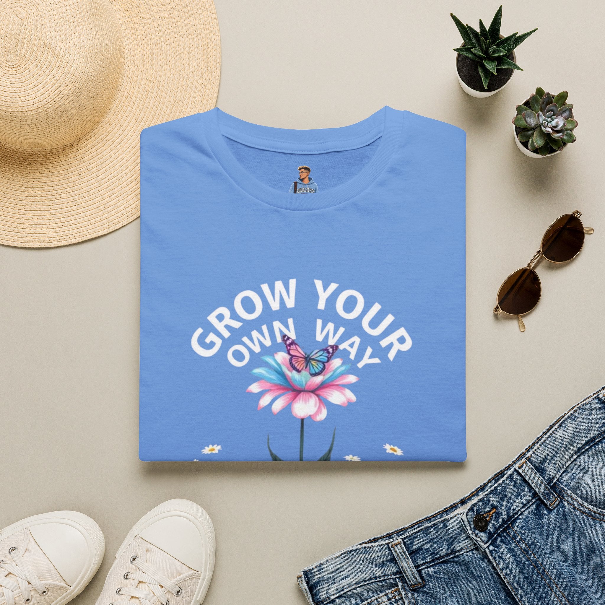 Grow Your Own Way Trans Pride Unisex T-Shirt - Floral Design for Garden Lovers