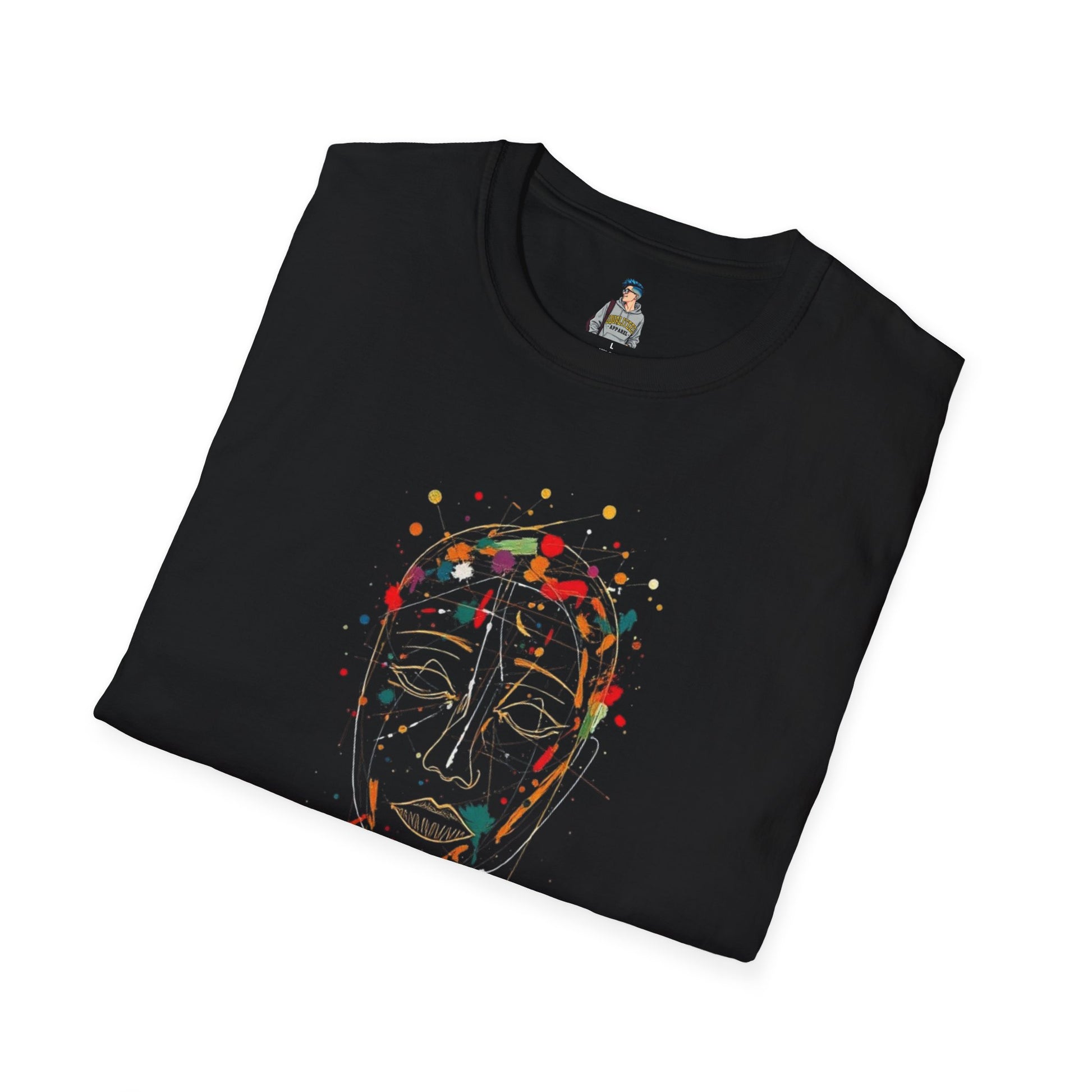 Abstract Rainbow Splatter Face Tee