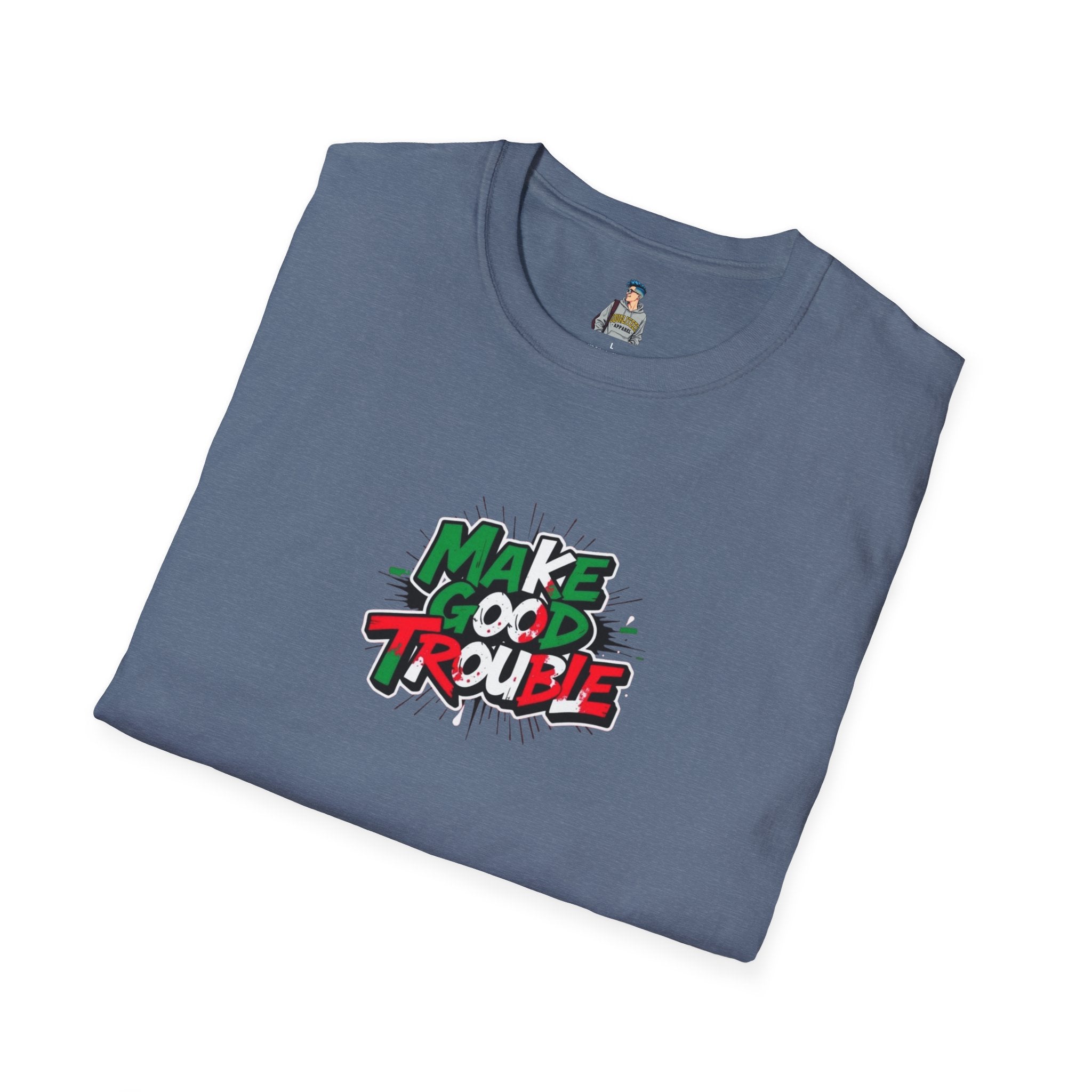 Make Good Trouble Unisex Softstyle T-Shirt | Fun Graphic Tee for Activists & Trendsetters