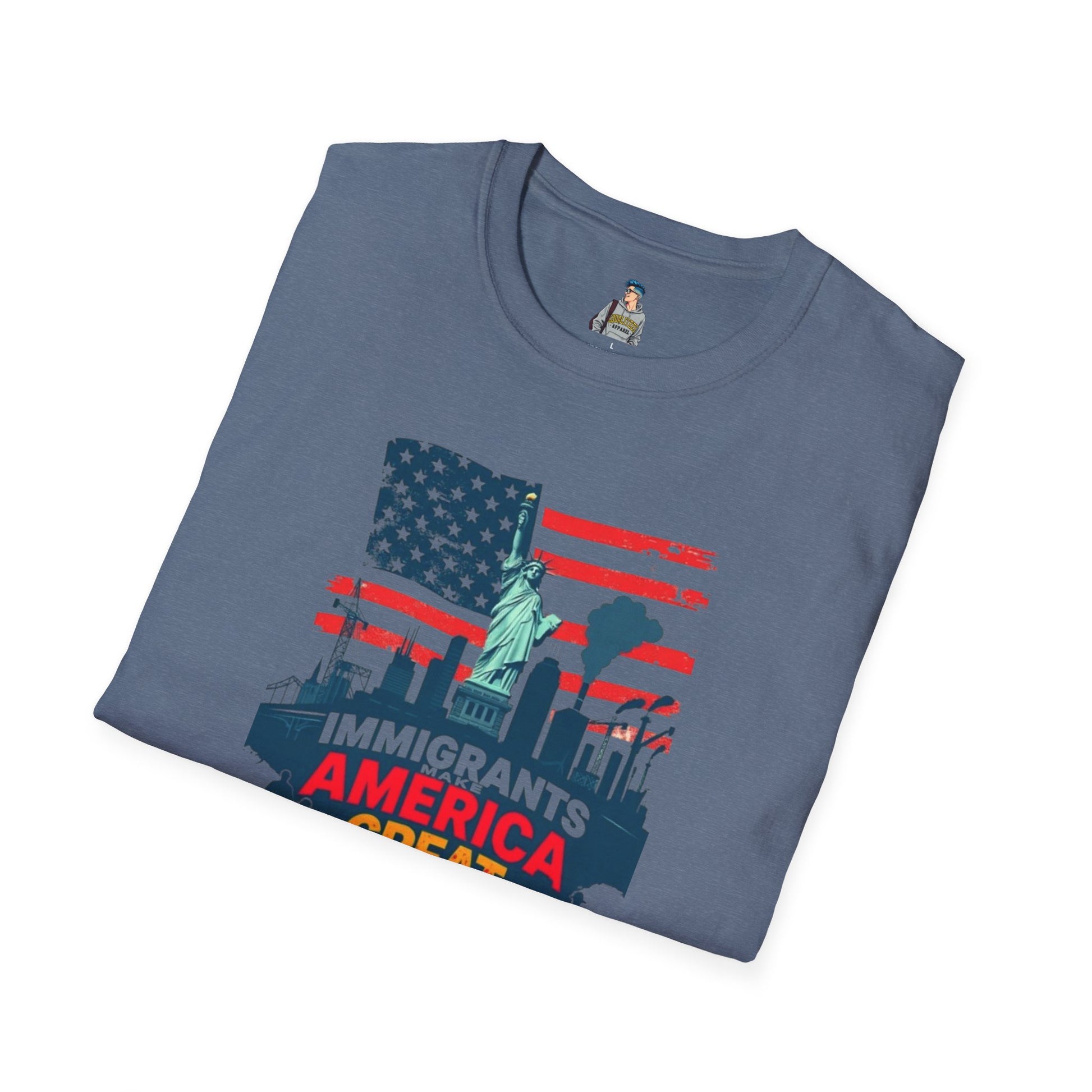 Unisex Softstyle T-Shirt - "Immigrants Make America Great" - Celebrate Diversity & Freedom