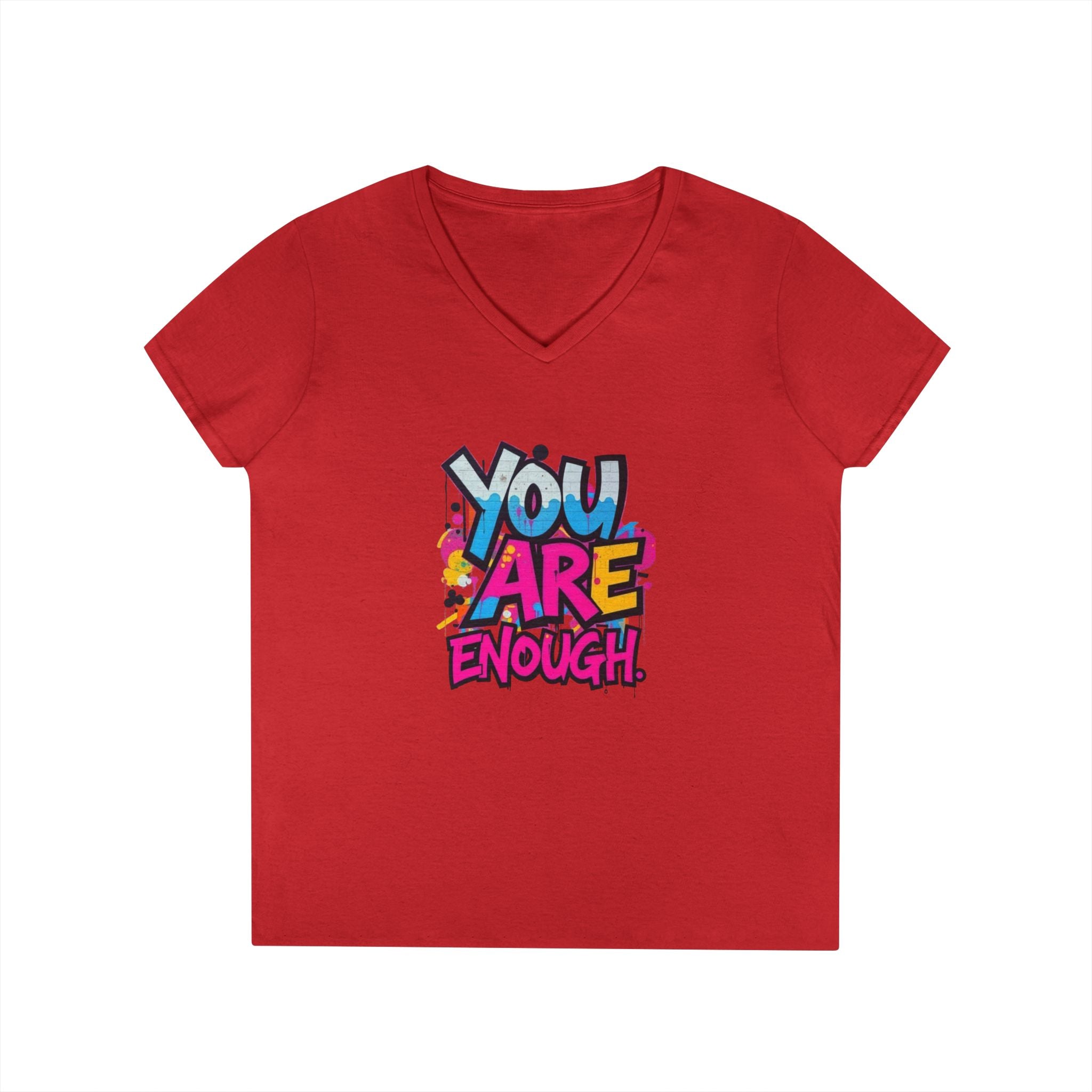You Are Enough Ladies' V-Neck T-Shirt - Inspirational Graphic Tee