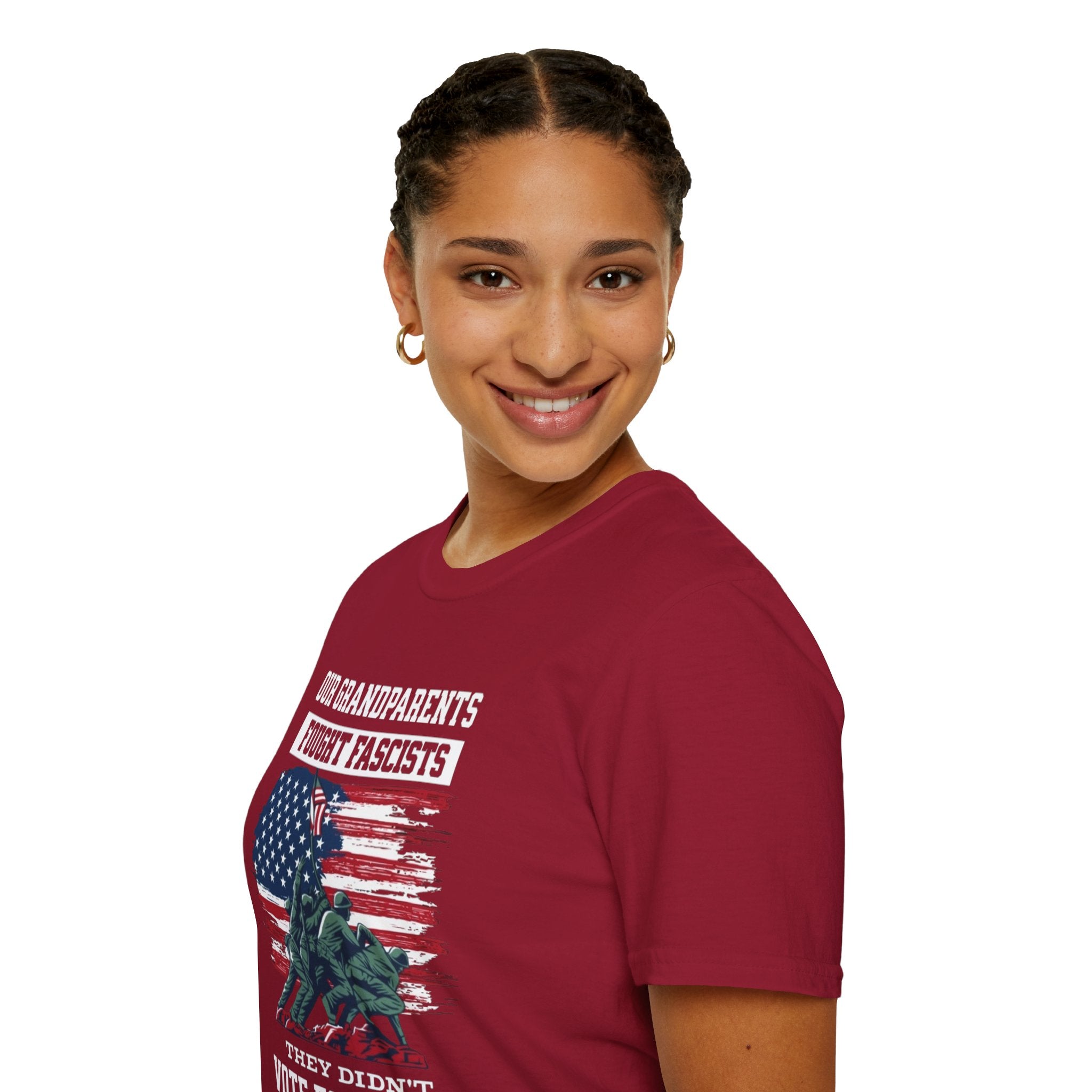 Unisex Softstyle T-Shirt: 'Our Grandparents Fought Fascists' Patriotic Tee