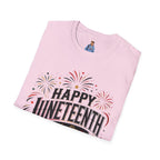 Juneteenth T-Shirt - "Happy Juneteenth" Fireworks Celebration Tee