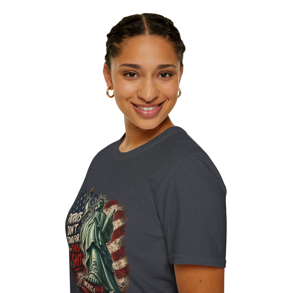Patriots Don’t Stand For This T-Shirt — Statue of Liberty & Distressed Flag Graphic