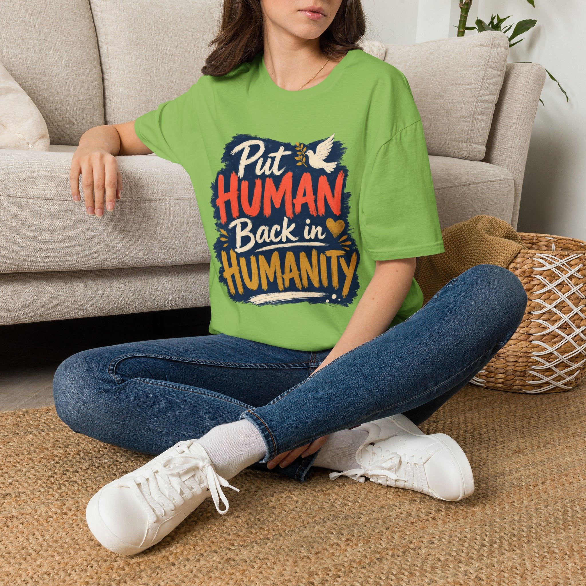 Put Human Back in Humanity T-Shirt — Inspirational Peace Dove Tee