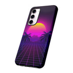 Android OR iPhone Compatible Cases - 80's Digital Grid Sunset Design - Unique Tough Cases