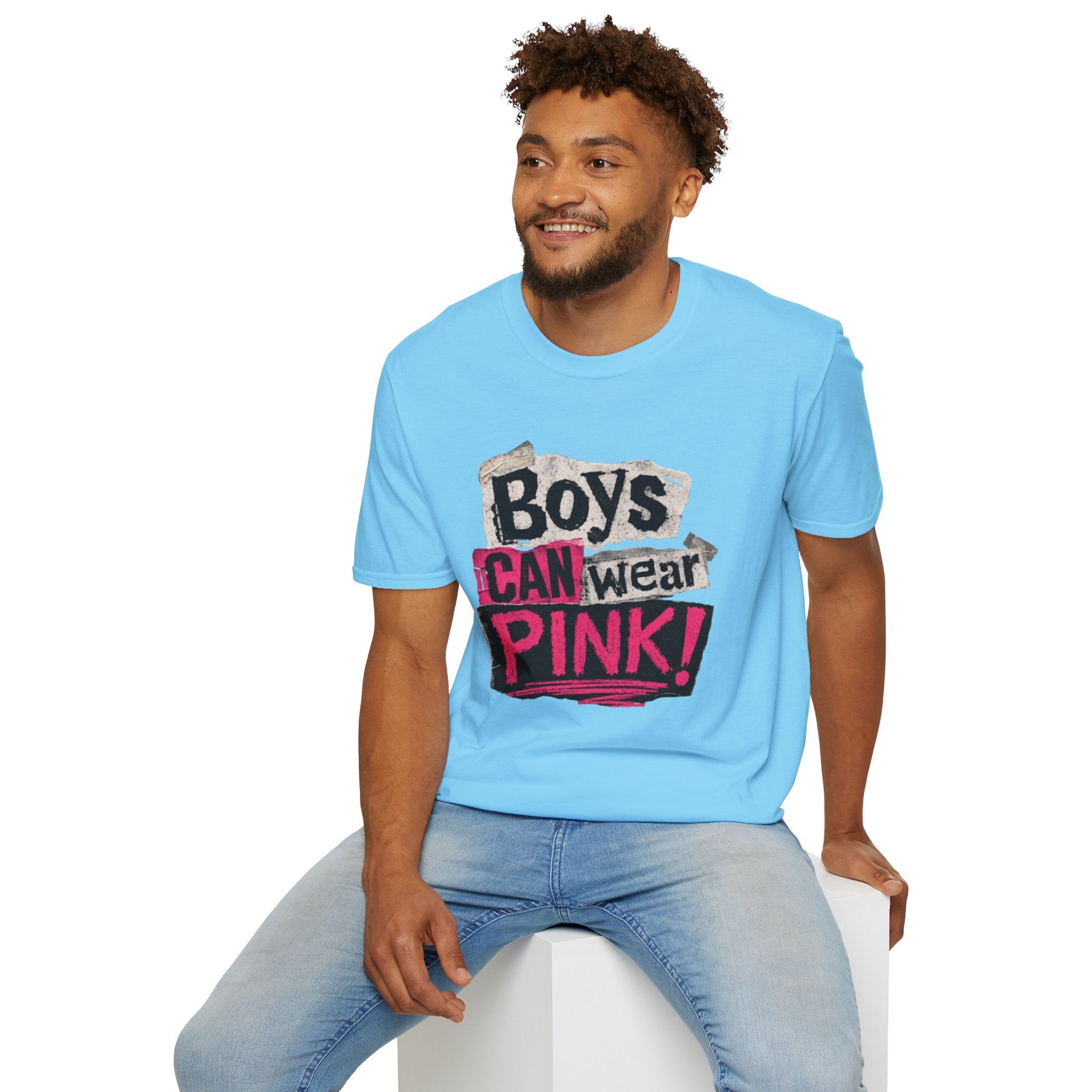 Boys Can Wear Pink T-Shirt — Bold Retro Feminist Graphic Tee