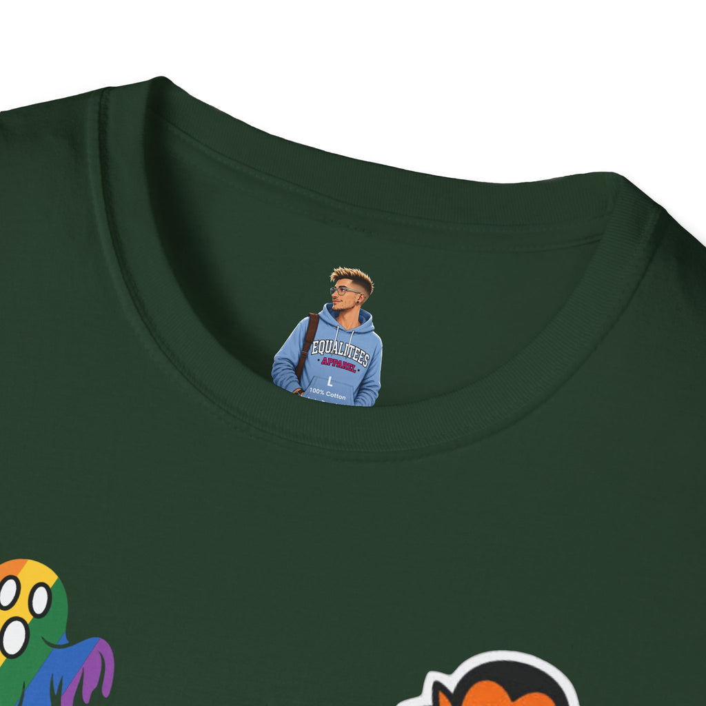 The Pride Tree Halloween T‑Shirt — Rainbow Ghosts, Pumpkins & Bat Graphic Tee