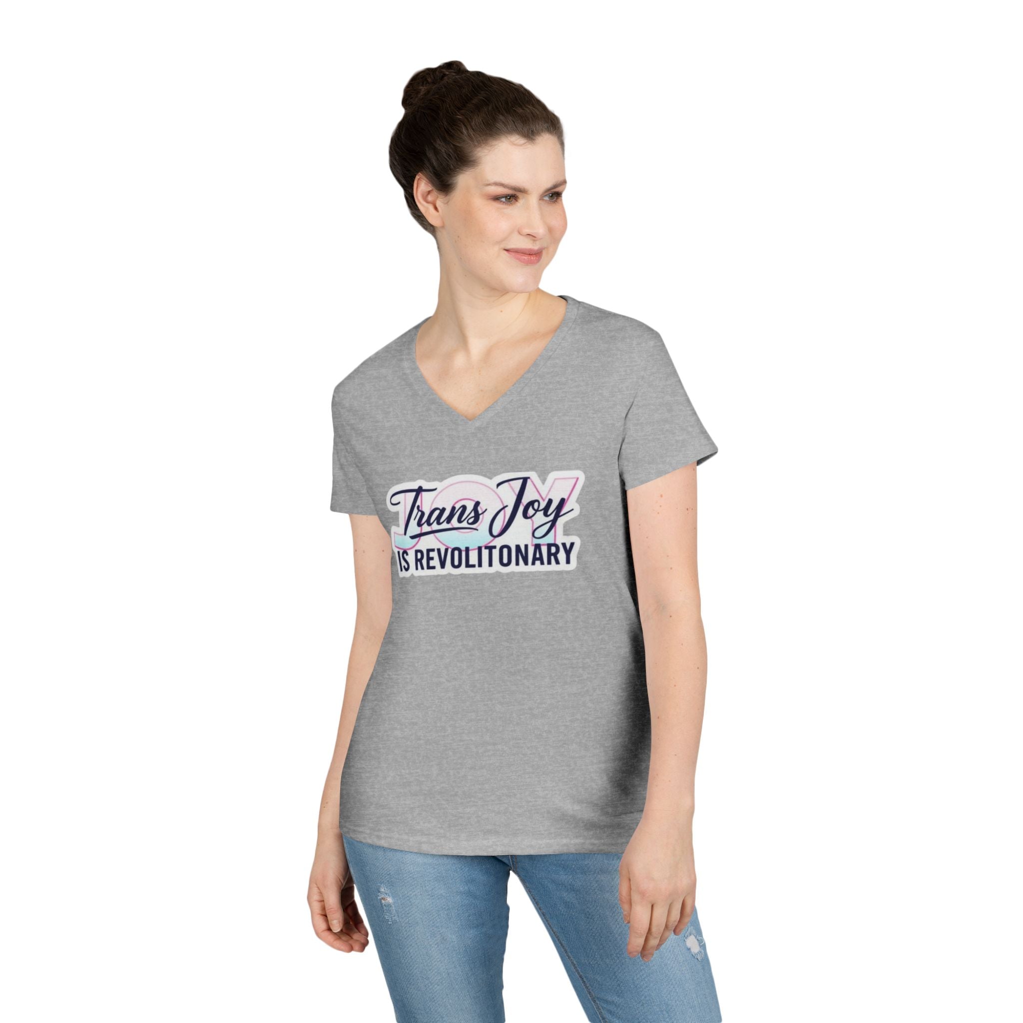Trans Joy Ladies' V-Neck T-Shirt - Celebrate the LGBTQ+ Community