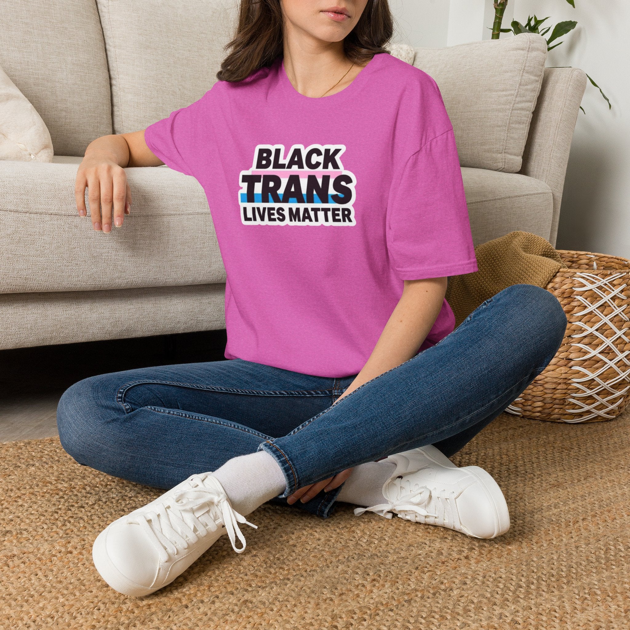 Unisex Softstyle T-Shirt - Black Trans Lives Matter Statement Tee