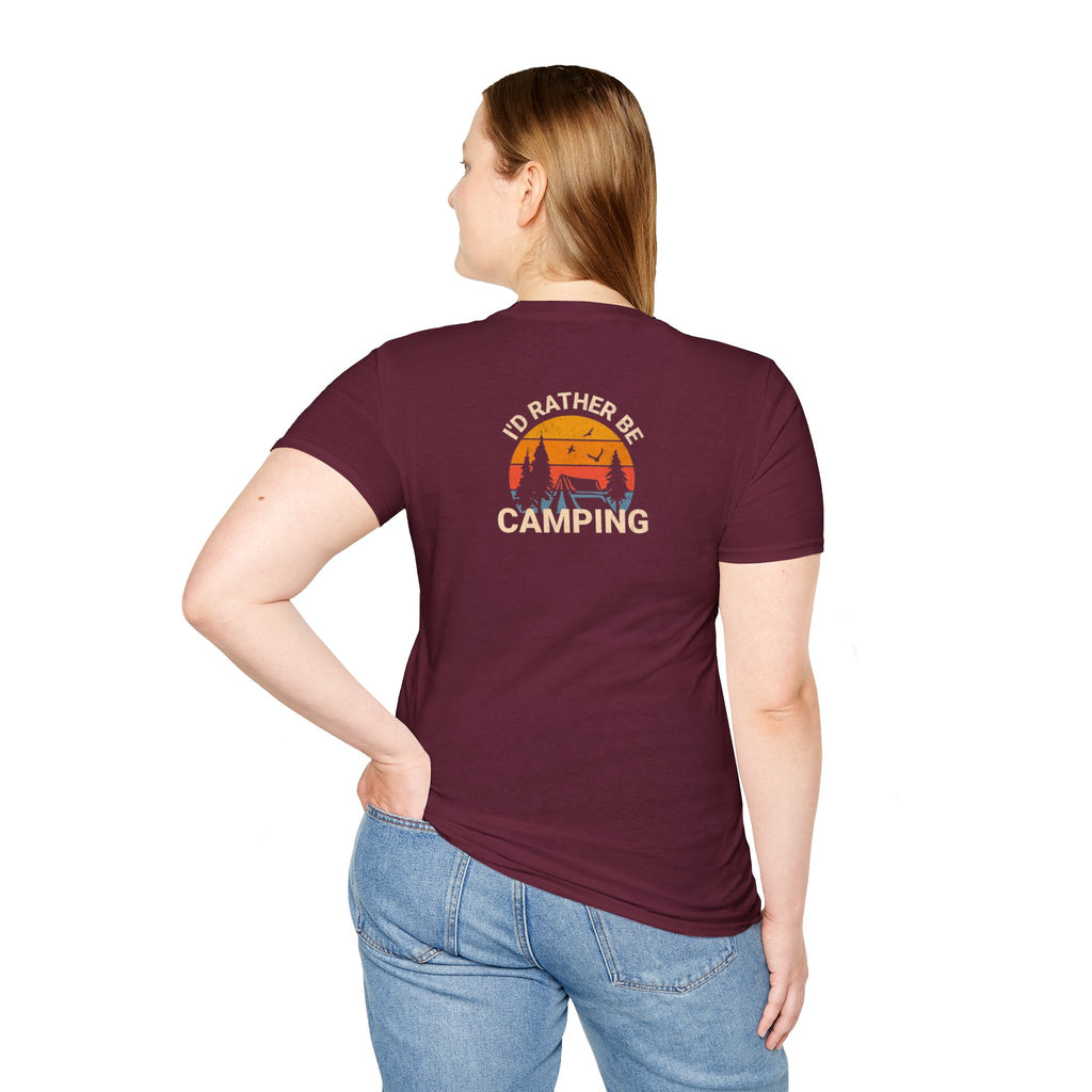 Unisex Softstyle T-Shirt - 'I'd Rather Be Camping' Adventure Tee