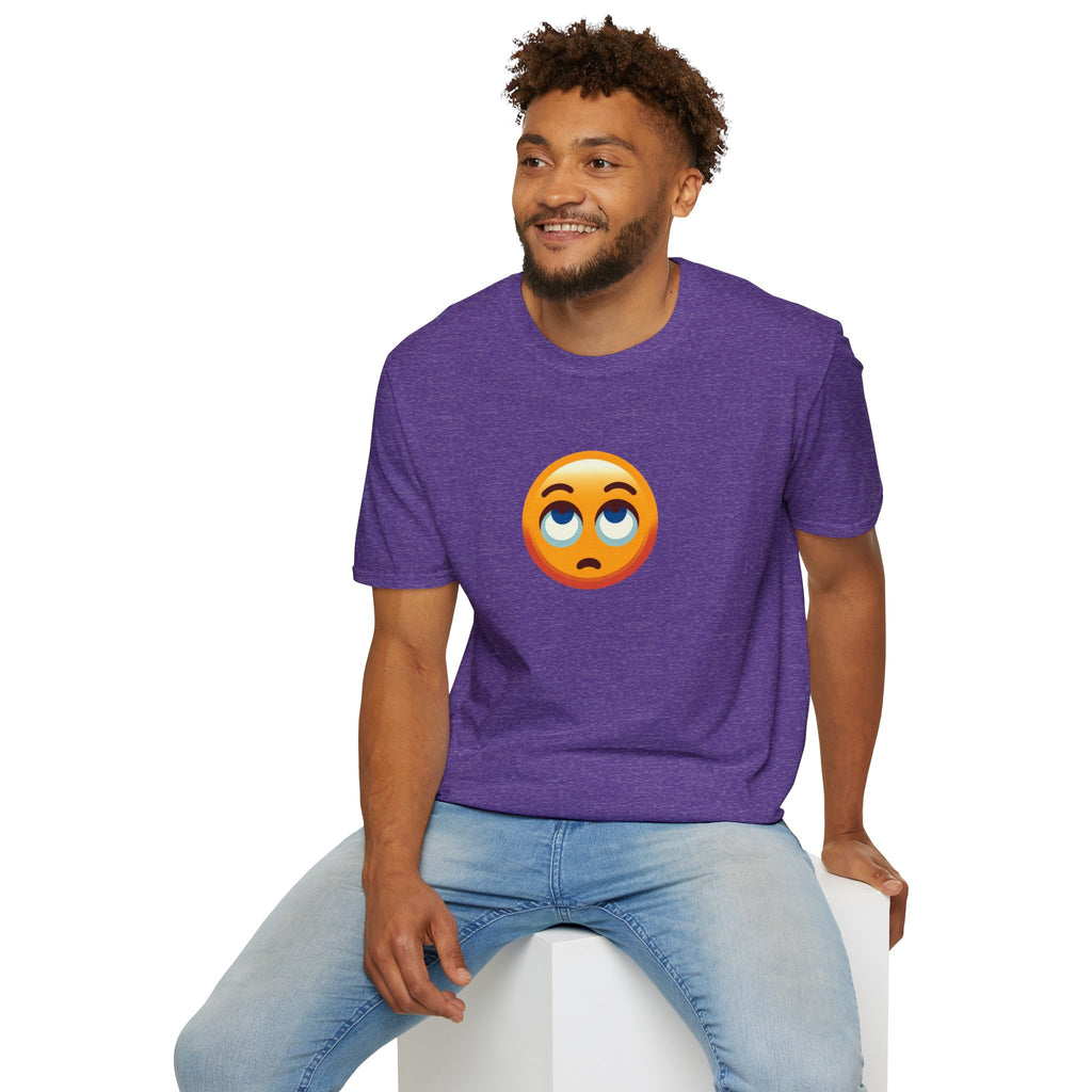 Unisex Softstyle T-Shirt with Eye Roll Emoji | Casual Graphic Tee for Everyday Humor
