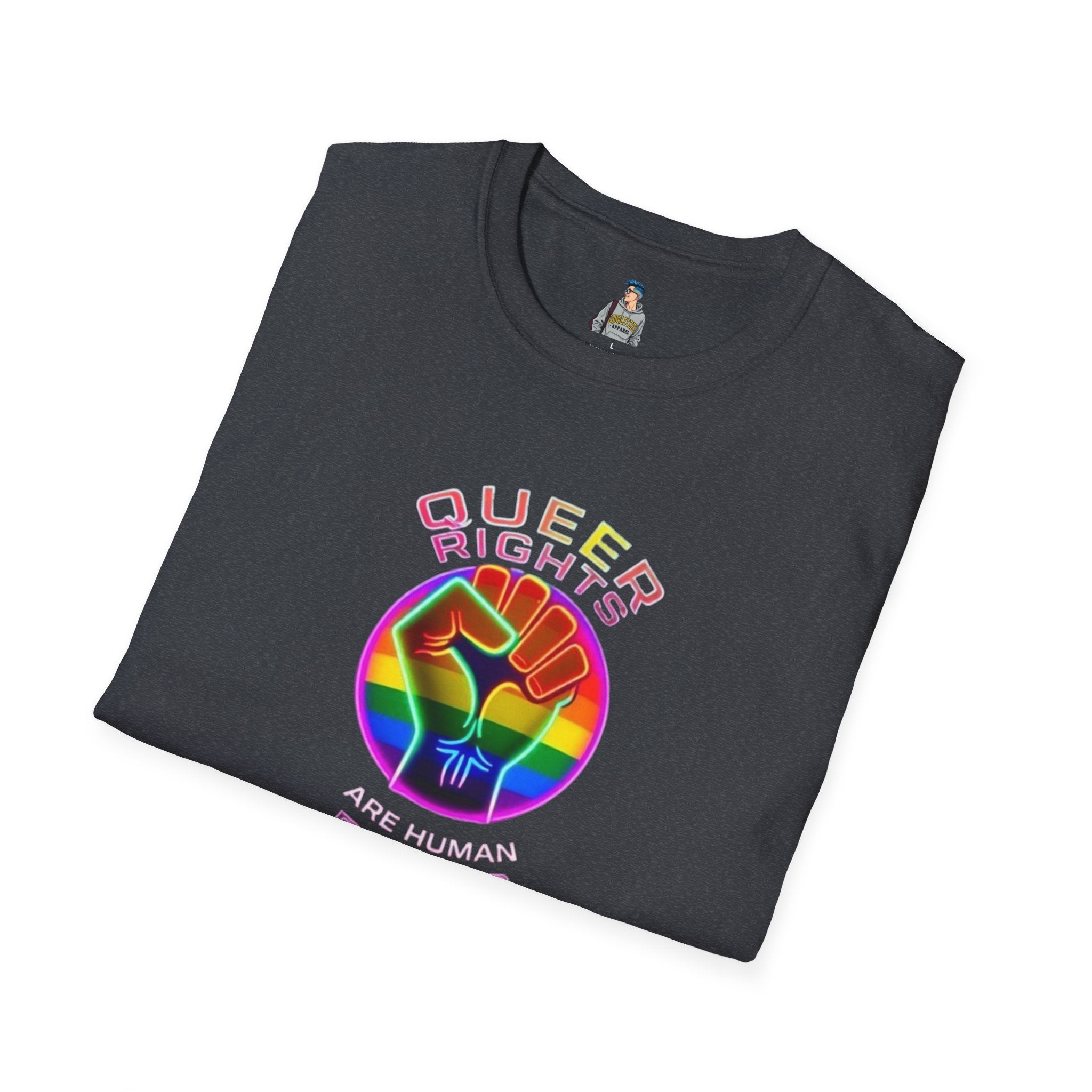Unisex Softstyle T-Shirt - Queer Rights Are Human Rights Statement Tee