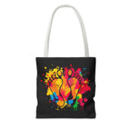 Rainbow Paint Splatter Footprints Tote Bag