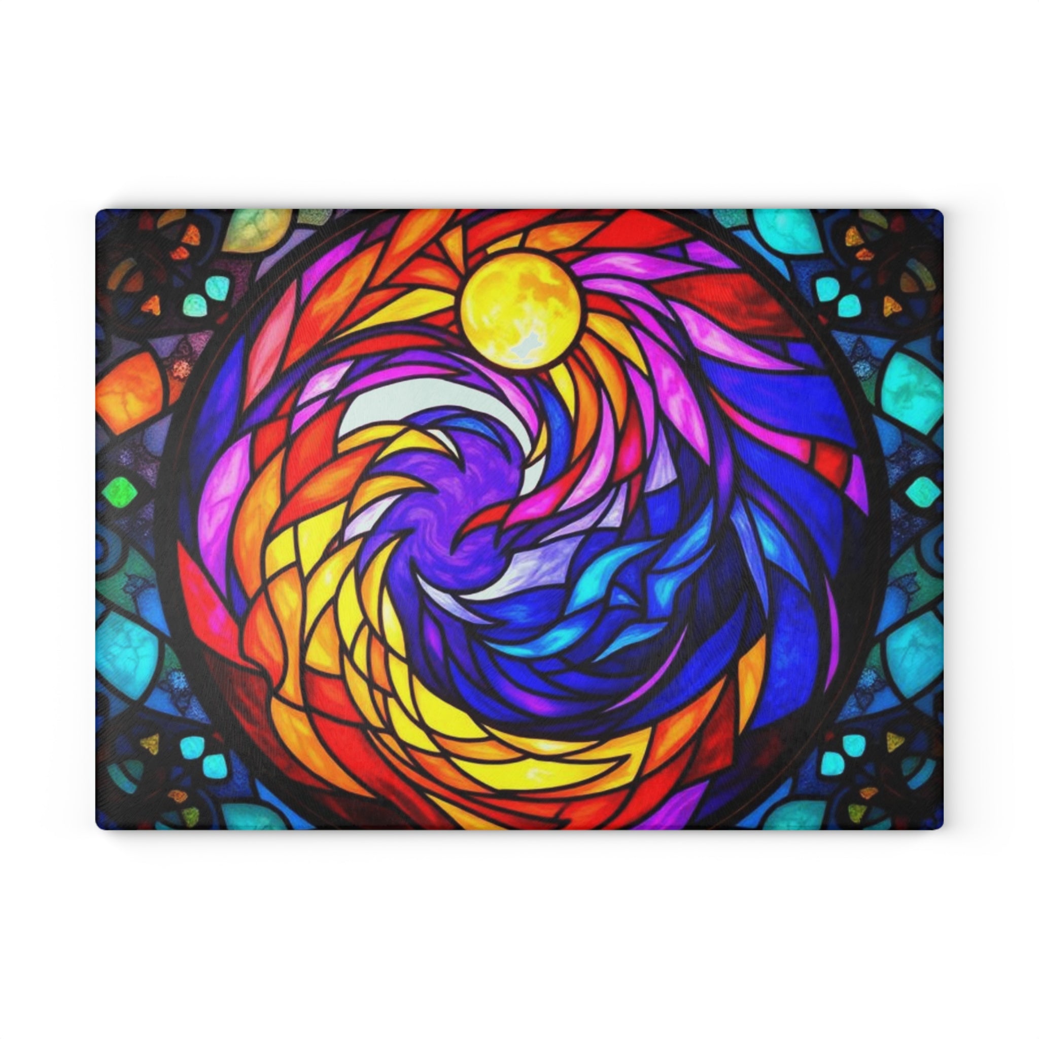 Vibrant Stained Glass Cutting Board | Colorful Kitchen Decor & Gift