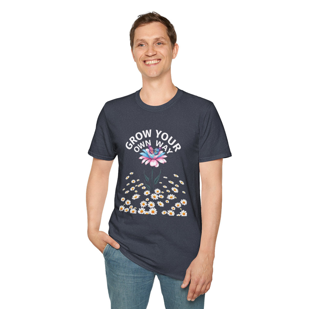 Grow Your Own Way Trans Pride Unisex T-Shirt - Floral Design for Garden Lovers