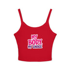 Empowering Women's Spaghetti Strap Tank Top - 'My Body, My Choice'